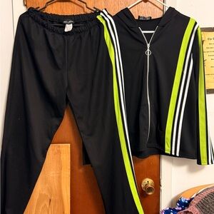 Black and Neon Green Tracksuit Set
